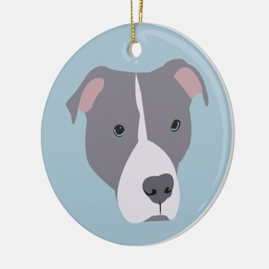 Grijs en Witte Pitbull Keramisch Ornament (Links)