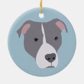 Grijs en Witte Pitbull Keramisch Ornament (Achterkant)