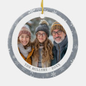 Grijs en Witte Sneeuwvlokken 2 Foto's Keramisch Ornament (Achterkant)