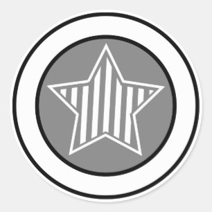 Grijs en witte ster ticker ronde sticker