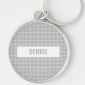Grijs en witte tegel blokkeert aangepaste sleutelhanger (Voorkant)