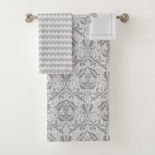 Grijs en Witte Vintage William Morris Pattern Show Bad Handdoek