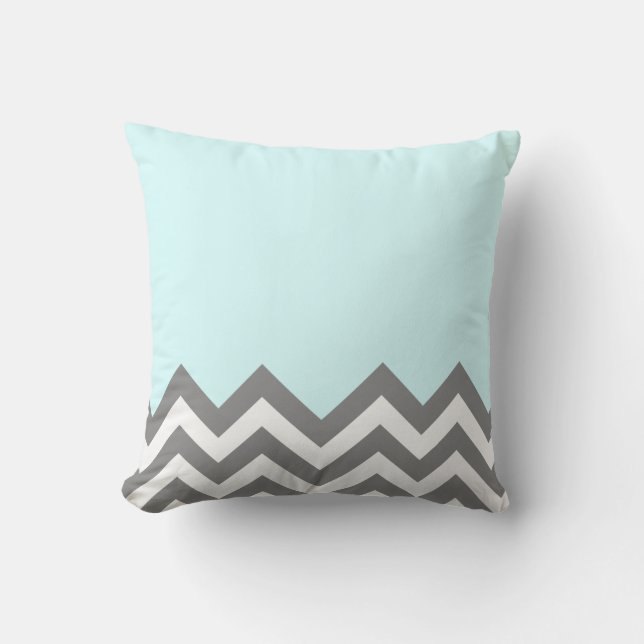 Grijs en witte zigzag Pillow Kussen (Voorkant)