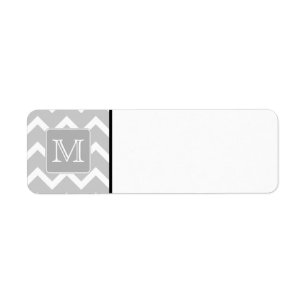 Grijs en Witte Zigzags met aangepast monogram. Etiket