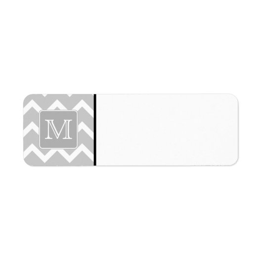 Grijs en Witte Zigzags met aangepast monogram. Etiket (Voorkant)