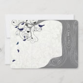 Grijs en zeemacht Modern Tree Love Bird Wedding Kaart (Achterkant)