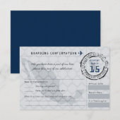 Grijs en zeemacht RSVP-instapkaart naar Mexico RSVP Kaartje (Voorkant / Achterkant)