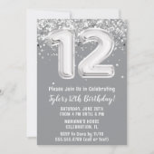 Grijs en Zilver 12e verjaardag Kaart (Voorkant)