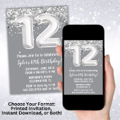 Grijs en Zilver 12e verjaardag Kaart