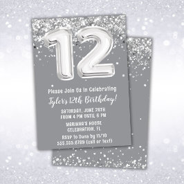 Grijs en Zilver 12e verjaardag Kaart