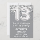 Grijs en Zilver 13e verjaardag Kaart (Voorkant)