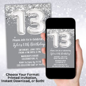 Grijs en Zilver 13e verjaardag Kaart