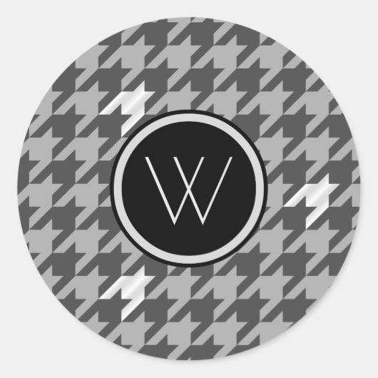 Grijs en Zilver Accent Houndstooth Sticker (Voorkant)