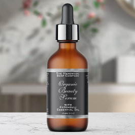 Grijs en Zilver Cosmetica Druppelfles Etiket