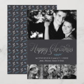 Grijs en Zilver Gelukkige Kerstmisfoto Feestdagenkaart (Voorkant / Achterkant)