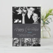 Grijs en Zilver Gelukkige Kerstmisfoto Feestdagenkaart (Staand voorkant)