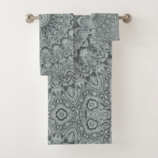 Grijs en Zilver Mandala Patroonontwerp Bad Handdoek (Insitu)
