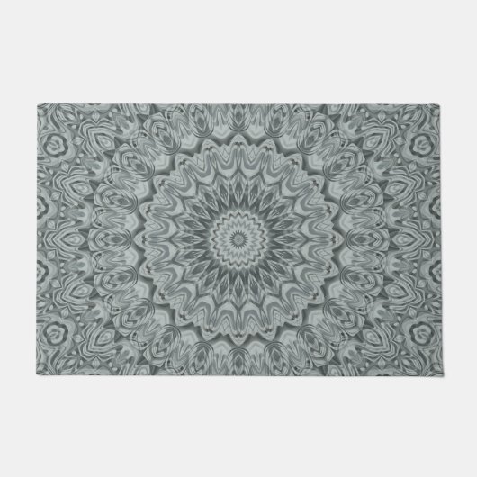 Grijs en Zilver Mandala Patroonontwerp Deurmat (Voorkant)
