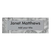 Grijs en Zilver Marble en Silver Texture Design Naambadge (Voorkant)