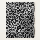 Grijs en Zilveren Folie Luipaard Brush Stroke Planner (Achterkant)