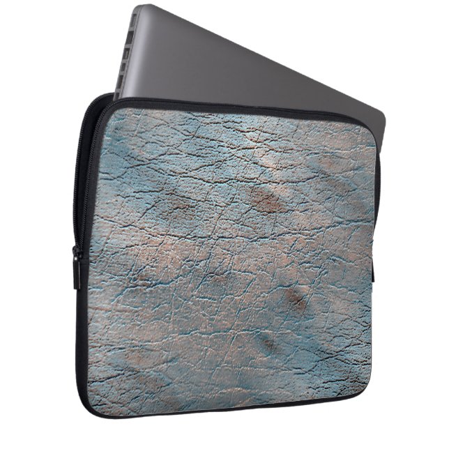 Grijs en zout leder, gekleurd met een satijntint laptop sleeve (Voorkant Rechts)