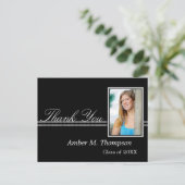 Grijs en zwart Afstuderen Dank u Foto Briefkaart (Staand voorkant)