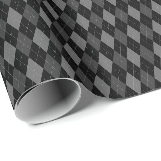 Grijs en zwart Argyle-cadeaupapier Cadeaupapier (Rol Hoek)