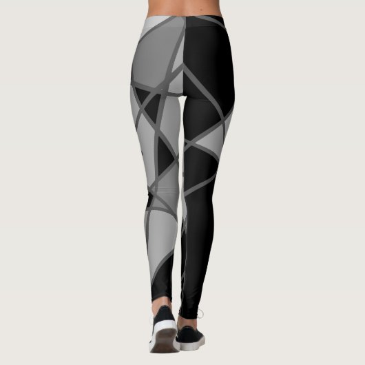 Grijs en zwart asymmetrische Leggings door Joya Ev (Achterkant)