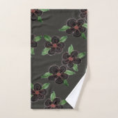 Grijs en zwart bloemig bad handdoek (Handdoek)