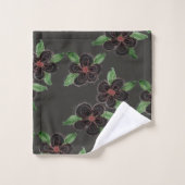 Grijs en zwart bloemig bad handdoek (Wasdoekje)