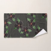Grijs en zwart bloemig bad handdoek (Handdoek)