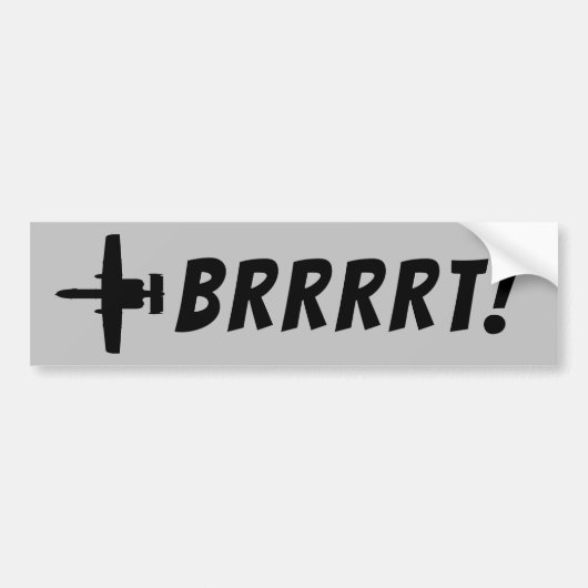 Grijs en zwart BRRRT A-10 Warthog Bumpersticker (Voorkant)