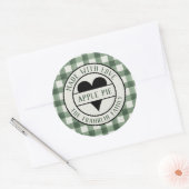 Grijs en zwart Buffalo Check gemaakt met Love Clas Ronde Sticker (Envelop)