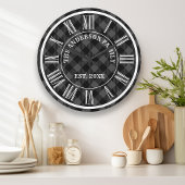 Grijs en zwart buffel geruite rustieke Romeinse ci Grote Klok