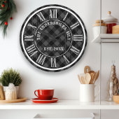 Grijs en zwart buffel geruite rustieke Romeinse ci Grote Klok