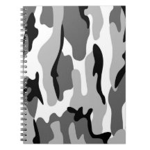 Grijs en zwart camouflage spiraalnotitieboek