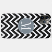 Grijs en zwart Chevron Aangepast monogram Case-Mate iPhone Case (Achterkant (horizontaal))