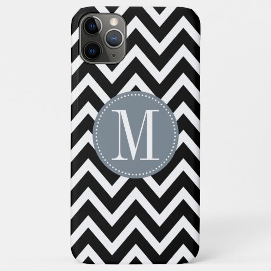 Grijs en zwart Chevron Aangepast monogram Case-Mate iPhone Case (Achterkant)