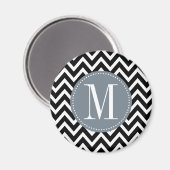 Grijs en zwart Chevron Aangepast monogram Magneet (Voorkant / Achterkant)