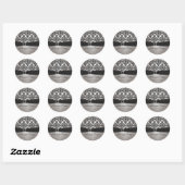 Grijs en Zwart Damask 1,5"Ronde Sticker (Vel)