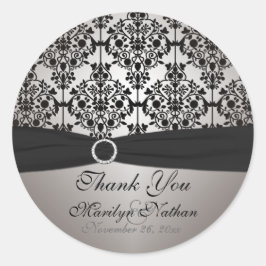 Grijs en Zwart Damask 3"Ronde Sticker