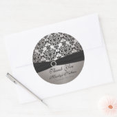 Grijs en Zwart Damask 3"Ronde Sticker (Envelop)