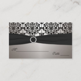 Grijs en Zwart Damask Plaatskaarten Plaatskaartje