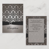 Grijs en Zwart Damast Receptie Kaart (Voorkant / Achterkant)