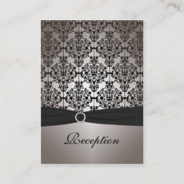 Grijs en Zwart Damast Receptie Kaart