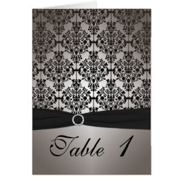 Grijs en Zwart Damast Tafelnummer Kaart