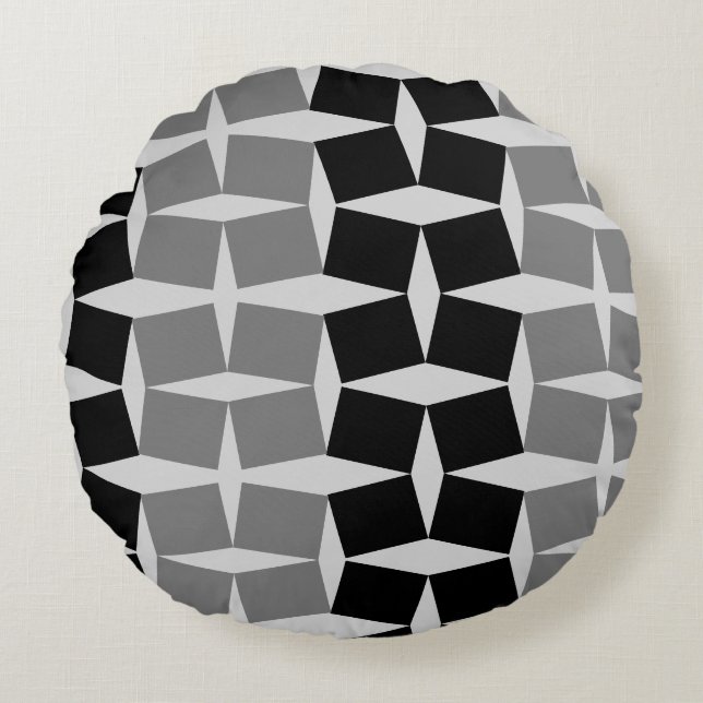 Grijs en zwart diagonaal vierkantje rond kussen (Voorkant)