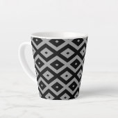 Grijs en zwart diamantpatroon latte mok (Linkerhoek)