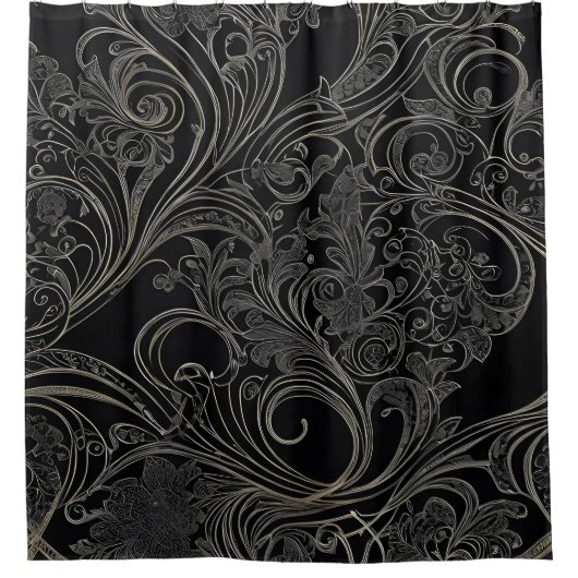 Grijs en Zwart Douchegordijn Stijl 3 (Voorkant)