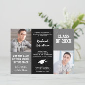 Grijs en zwart Elegant Afstuderen voor aangepaste Kaart (Staand voorkant)